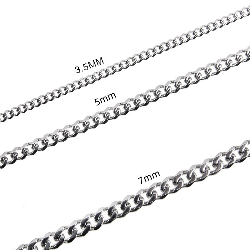Classic Curb Stainless Steel Chain Necklaces for Women Men Hip Hop Necklace on The Neck Fashion Jewelry Accessories Friends Gift