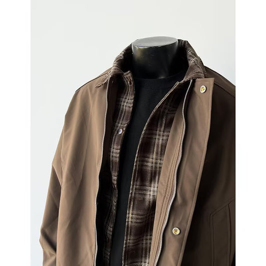 Brown fake two short jackets for men